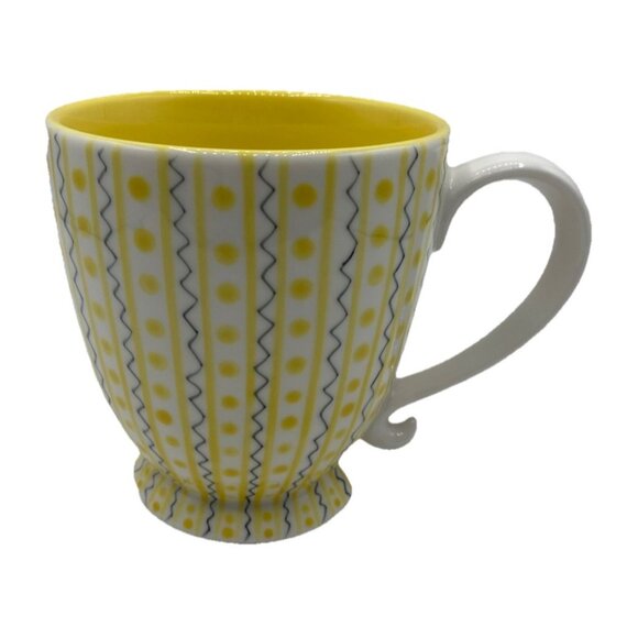 Vintage Starbucks Barista 2003 Large Coffee Mug Yellow Blue White Dots 4.5" HTF - Picture 1 of 10